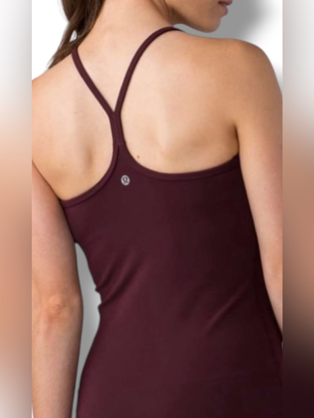 Lululemon Power Y Racerback Cami Tank with Bra Bordeaux Drama sz 2